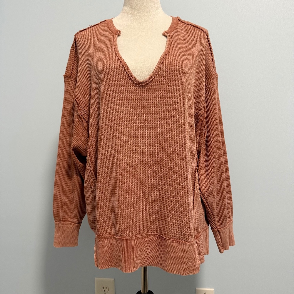 Pink Rose Oversized Long Sleeve Top Size S